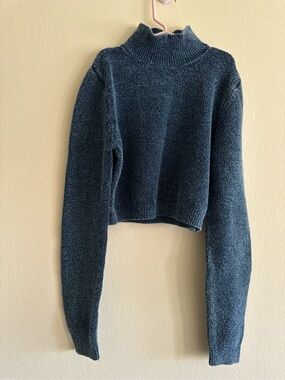 Zara Deep Teal Turtleneck Cropped Sweater